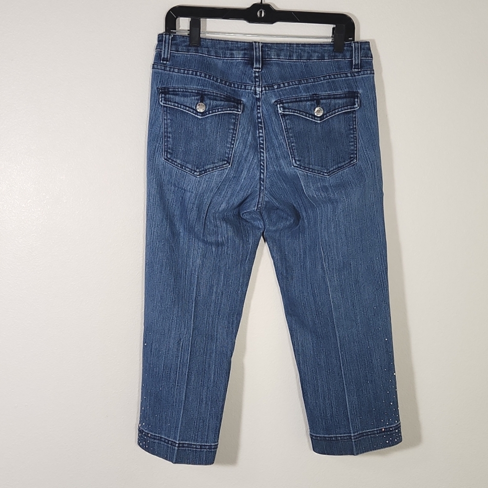 Christine Alexander Crystal Rhinestone Embellished Cropped Jeans Sz 8 - Picture 8 of 13